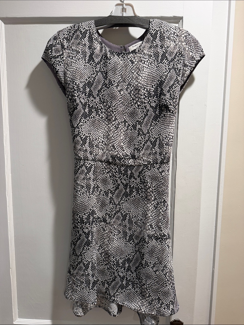 Babaton Snake-Print Cap Sleeve Dress in Black & White